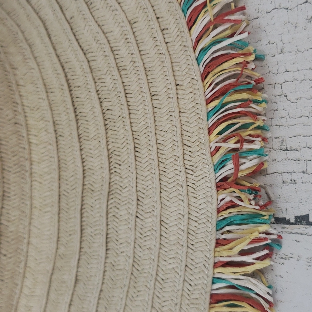Old Navy straw paper beach hat with colorful edge detail Size L/XL - Picture 2 of 7